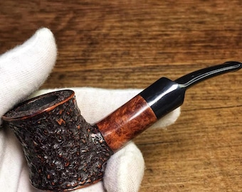 Pipa de tabaco Poker arenada, mini pipa de madera de brezo, filtro de 9 mm, kit de pipa perfecto para principiantes, pipa para fumar, regalo para hombre