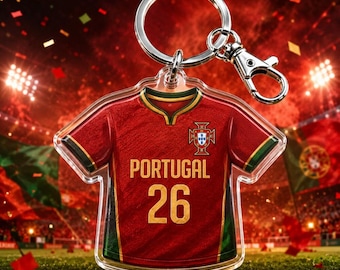 Custom Soccer 2026 Portugal Keychain, WC Personalized Keychain, 2026 Soccer World Tournament, Portugal Flag Keychain, Sport Lovers Keychain