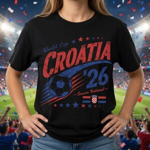 Croatia World Soccer 2026 T-Shirt, Vintage Croatia Soccer Shirt, Croatia National Team Shirt, Retro Soccer Fan Gift image 2