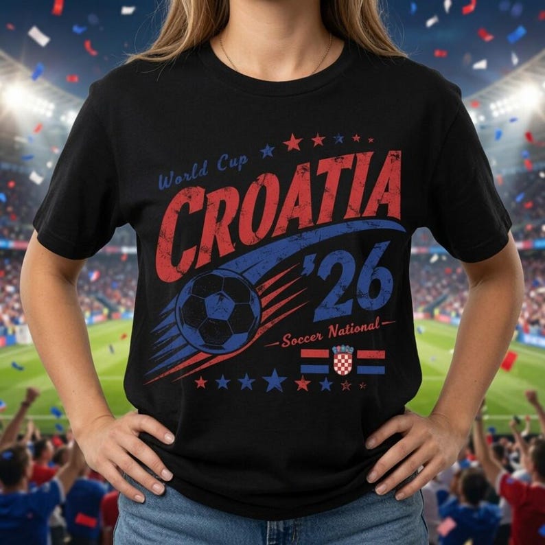 Croatia World Soccer 2026 T-Shirt, Vintage Croatia Soccer Shirt, Croatia National Team Shirt, Retro Soccer Fan Gift image 2