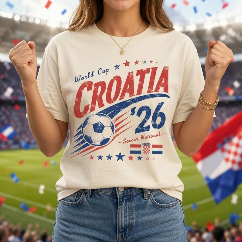 Croatia World Soccer 2026 T-Shirt, Vintage Croatia Soccer Shirt, Croatia National Team Shirt, Retro Soccer Fan Gift image 1