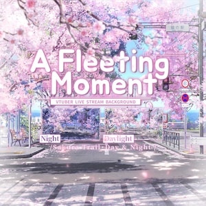Sakura Stream-bakgrund | Våranime-scen | Dag- och nattvy av körsbärsblommor | Shoost VTS-resurs | VTuber-animerad bakgrund