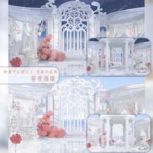 Fantasy VTuber Background | Angel Devil Garden Scene | Medieval Anime Room with UI Set | Romantic Stream Asset image 6