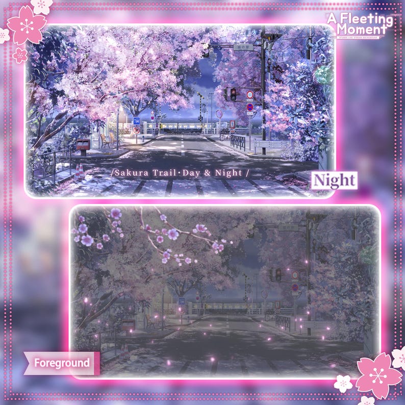 Sakura Stream Background | Spring Anime Scene | Day & Night Cherry ...