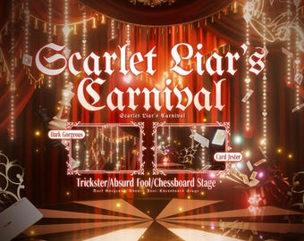 Dark Carnival Stream Background | Scarlet Liar Anime Scene | Card Jester Chessboard Stage | VTS Stream Asset | VTuber Animated BG