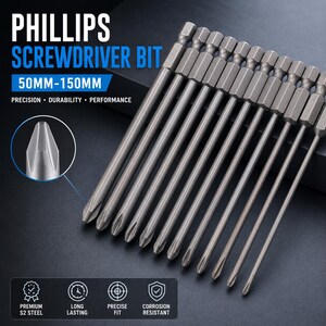 Magnetische Phillips-Schraubenzieher-Bits - S2 legierter Stahl, Sechskantschaft-Bohrschrauber-Bits
