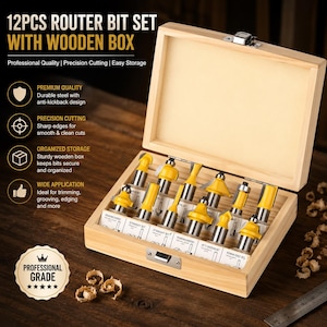 12-teiliges Hartmetall-Fräser-Bits-Set - Holzbearbeitungs-Fräser-Gravur-Werkzeug-Set