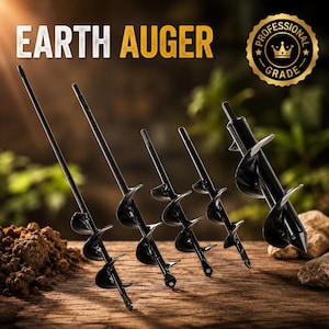 Steel Garden Auger Drill Bit – Planting Hole Digger for Flowers, Bulbs, Yard Work