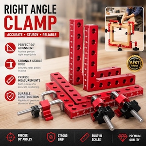 Aluminum 90 Degree Corner Clamps – Right Angle Woodworking Positioning Tool Set