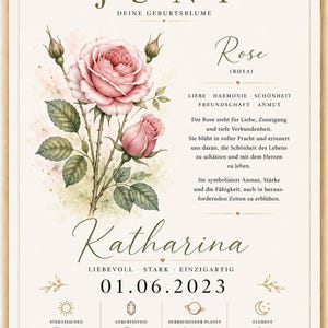Personalized Birth Flower Poster - April | Name, Date of Birth & Meaning | Unique Gift for Mom, Girlfriend, Baby or Family image 8