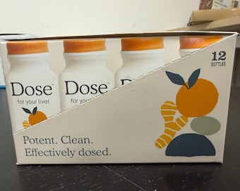 DOSE Liver Detox Shots 2oz Organic Turmeric Milk Thistle Dandelion 12 Pack