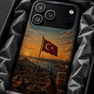 Turkish Flag Phone Case, Istanbul Sunset Art Design, Aesthetic Premium Case, Unique Gift, Durable Protective Cover