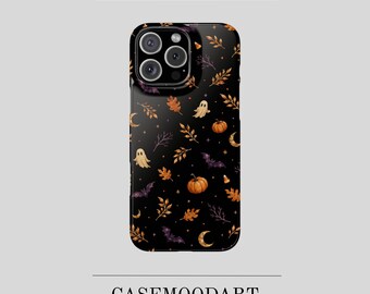 Halloween Phone Case, Spooky Ghost Pumpkin Bat Autumn Aesthetic Cover