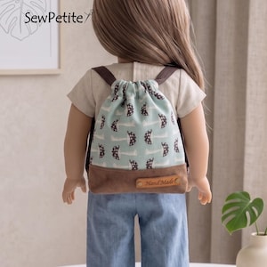18 Inch Doll Backpack PDF Sewing Pattern | Ines Mini Drawstring Bag for Dolls | 14.5 Inch Doll Accessory | Beginner Keychain Pouch Tutorial