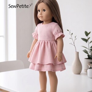 18 Inch Doll Dress Sewing Pattern | Liliana Flutter Sleeve Tiered Dress PDF | Beginner Doll Clothes Tutorial | Miniature Apparel