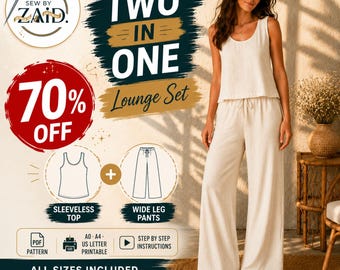 Schnittmuster-Set: Damen-Tunika-Hose mit weitem Bein (Digitaler Download)