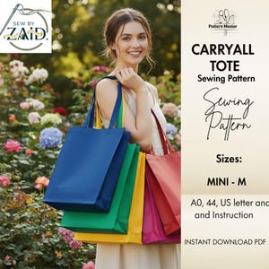 Carryall Tote Sewing Pattern: Bohemian Sling Bag, Hōbō Bag (Digital PDF)