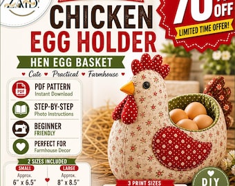 Chicken Egg Holder Sewing Pattern, Hen Egg Basket DIY Fabric Craft (PDF Download)