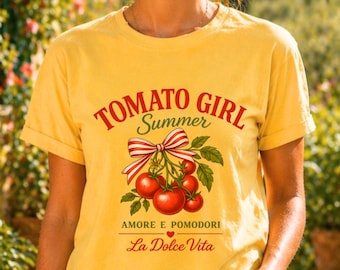 Zomershirt meisjes tomaat | Farmers Market-T-shirt | Ontwerp rode tomaat | Cadeau voor minnaar Italië