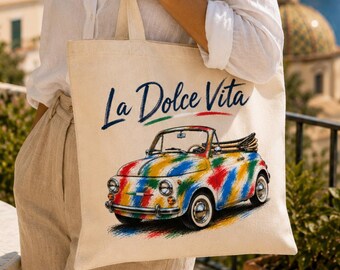 La Dolce Vita draagtas | Cadeau voor reizigers naar Italië | Vintage geïnspireerde Italiaanse kunst