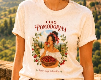 Italiaans zomer-T-shirt | T-shirt meisjes tomaat | T-shirt vakantie Italië | Ciao Pomodorina-shirt