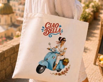 Italiaanse zomertas | Vespa strandtas | Markt aan de Amalfikust | Reiscadeau voor Italië