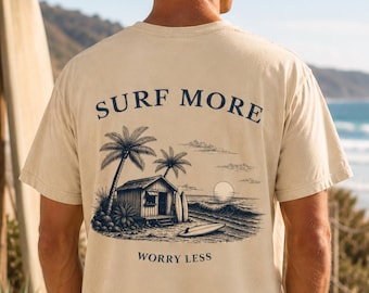 Shirt kustesthetiek | Retro surfgraphic | Cadeau voor surfliefhebbers | Meer surfen: minder zorgen