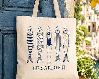 Sardinetas | Italiaanse zomertas | Le Sardine | Opvouwbare tas | Ik hou van vis