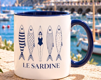 Vissersmok | Sardientjes | Italiaanse koffiekop | Cadeaus voor visliefhebbers | Keukendecoratie in kuststijl