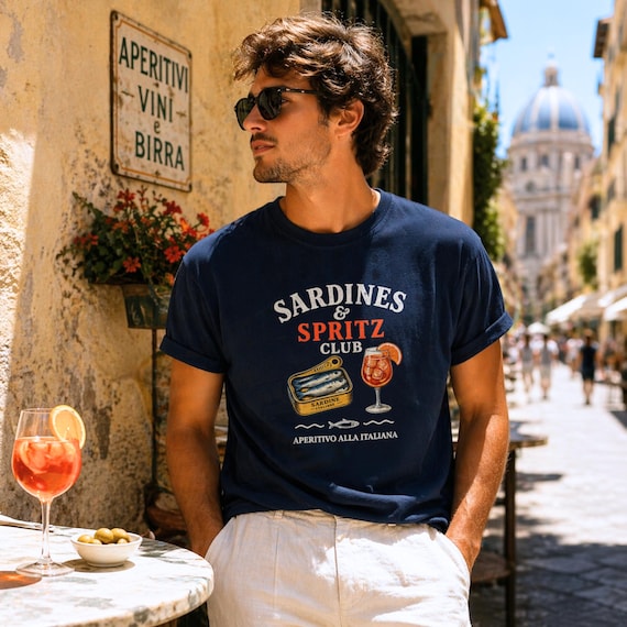 Sardines & Spritz Club Shirt | Italian Summer Tee | Amalfi Coast Shirt