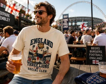 Camiseta Inglaterra Capivara, Camiseta Three Lions Social Club, Camiseta de Futebol da Copa do Mundo de 2026, Presente Divertido para Fãs da Inglaterra, Camiseta Estampada