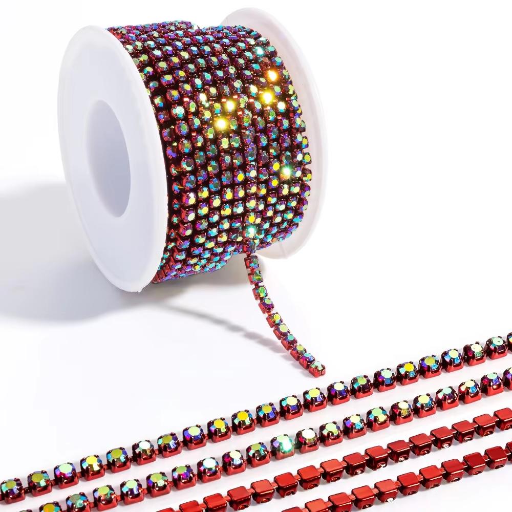 3mm Rhinestone Chain Trim – 10 Yards AB Crystal Sew-on Chain, Flatback ...