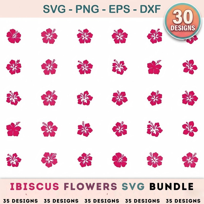 30 Designs Hibiscus Flowers SVG Bundle, Tropical Floral Clipart ...