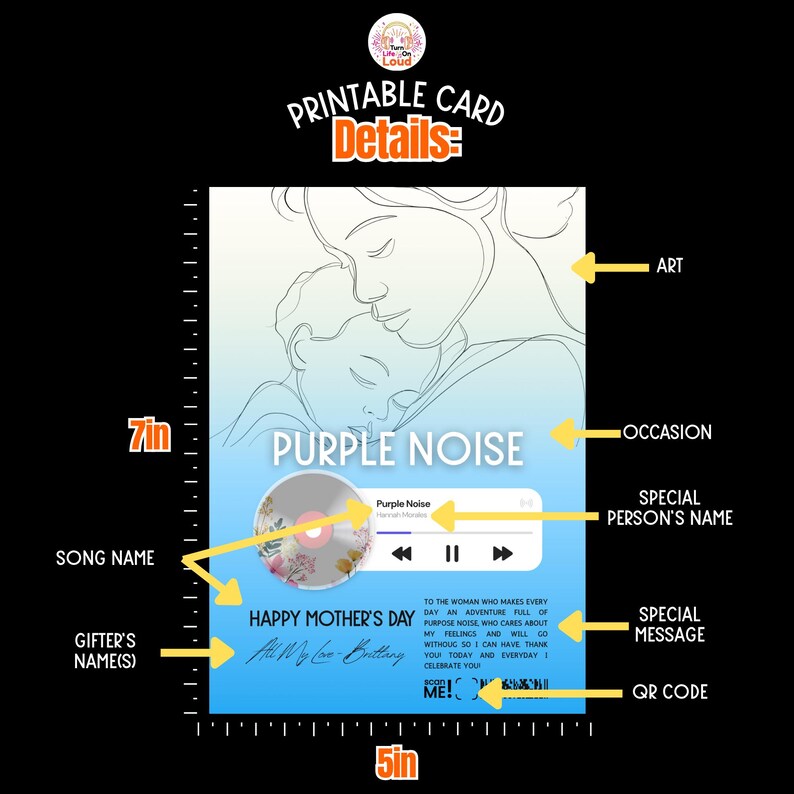 Custom Song With Lyrics for Mom + Printable Mother’s Day Card With QR ...