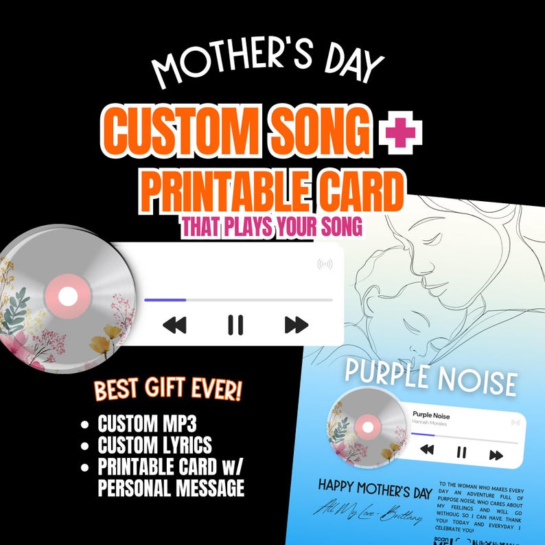 Custom Song With Lyrics for Mom + Printable Mother’s Day Card With QR ...