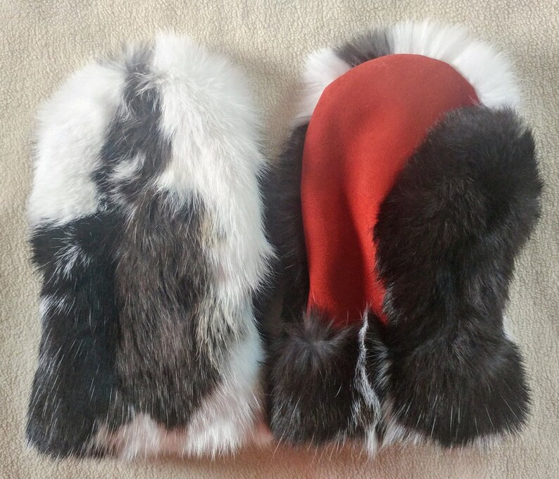 rabbit fur mittens