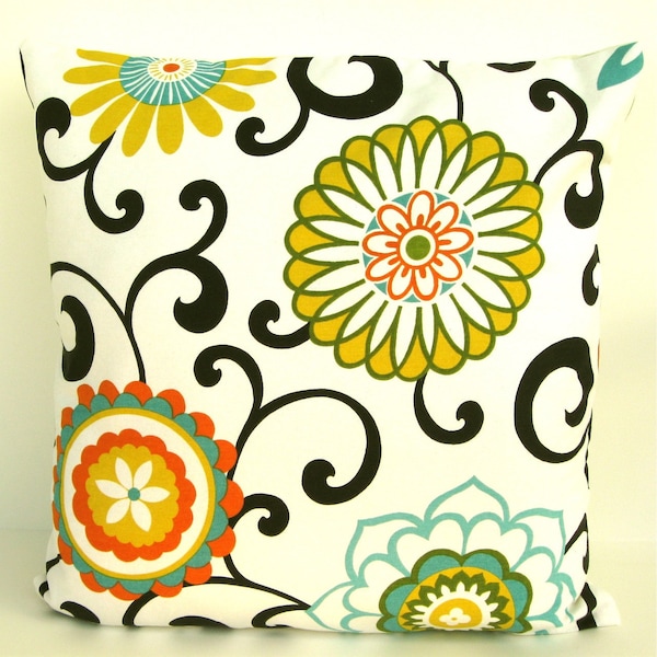 Decorative Pillow Cover- Pillows -Accent Pillow- 16" x 16" - Swirling colors on light cream