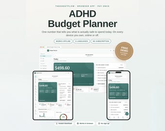 ADHD Budget Planner, Safe to Spend Tracker, Paycheck Budget Planner, Biweekly Budget App, Works Offline, No Subscription