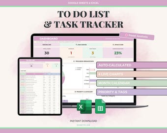 To Do List Spreadsheet, Task Tracker Google Sheets & Excel Daily Weekly Task Manager Priority To Do Template, Productivity Dashboard Planner