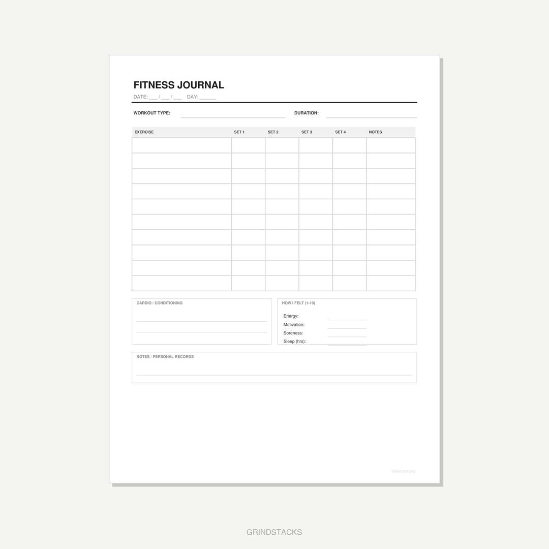 Fitness Journal Printable, Workout Log, Gym Planner, Exercise Tracker ...