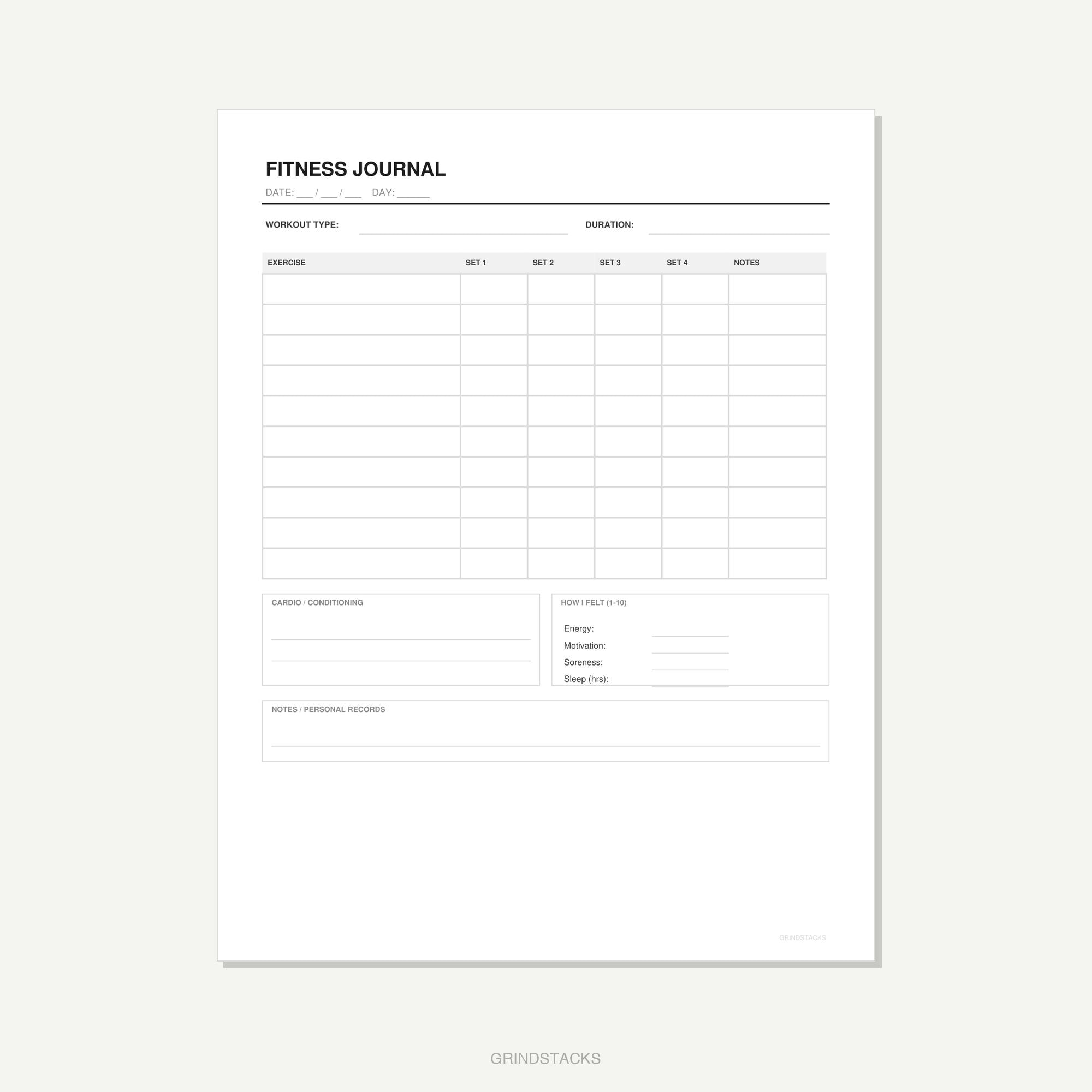Fitness Journal Printable, Workout Log, Gym Planner, Exercise Tracker ...