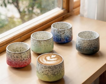Handgefertigte Keramiktasse mit Reaktivglasur, 200 ml handwerklicher Teebecher, rustikale Keramik-Trinkgeschirr, Geschenkidee, einzigartiges Wohnkultur, Kaffee-Liebhaber-Geschenk