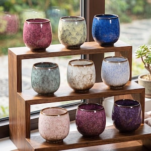 Kiln Glaze Ceramic Tea Cup,Handmade Kiln Change Ceramic Cup, 150ml Small Coffee Mug, 9 Colors, Handmade Style, Gift For Tea Lovers