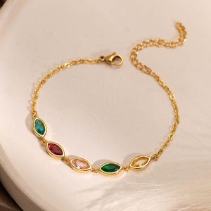 Benutzerdefinierte Birthstone Armband Blatt Birthstone Familie Birthstone Armband, Hochzeitsarmband, Geburtstagsgeschenk, Brautjungfer Geschenk, Muttertagsgeschenk