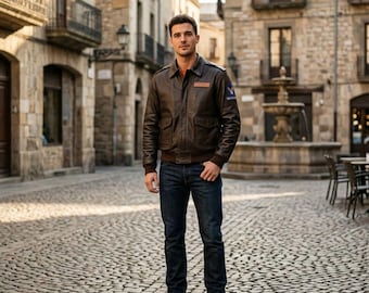 Steve McQueen Great Escape Jacket | Handmade Vintage Hilts A2 Aviator Bomber Brown Leather Outwear