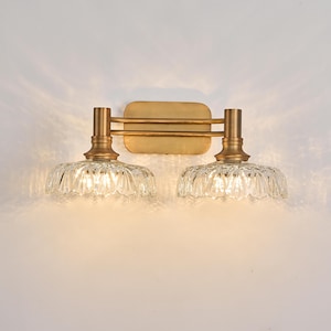Vintage Bathroom Vanity Light, 2-Light Matte Antique Brass Finish Wall Sconce