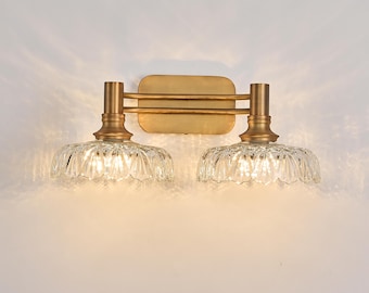 Vintage Bathroom Vanity Light, 2-Light Matte Antique Brass Finish Wall Sconce