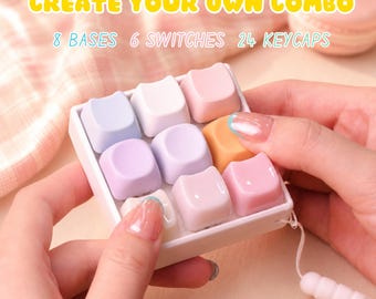 Llavero con pulsador antiestrés y teclado personalizado - Juguete estimulante para TDAH, accesorio de escritorio ASMR, interruptor mecánico, alivio satisfactorio del estrés