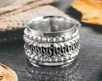 Bague tournante, anneau délicat bicolore en argent sterling 925, bague de promesse, bague authentique, faite main pour vous