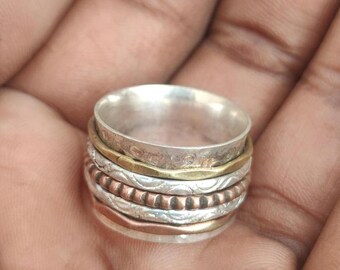 Bagues spinner, bracelet anti-stress, bague à géométrie unique, bague spinner pour femme 3 mm